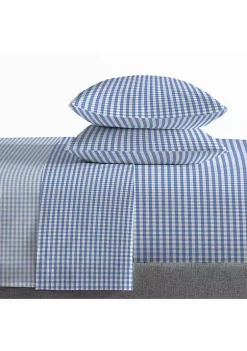 Saturday Park Light Blue Gingham 100% Organic Cotton Full Sheet Set -Perry Elli Shop Belk 1047