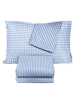 Saturday Park Light Blue Gingham 100% Organic Cotton Full Sheet Set -Perry Elli Shop Belk 1048
