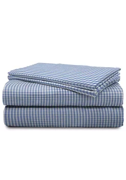 Saturday Park Light Blue Gingham 100% Organic Cotton Full Sheet Set -Perry Elli Shop Belk 1049