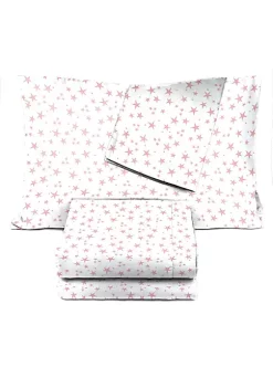Saturday Park Pink Stars 100% Organic Cotton Full Sheet Set -Perry Elli Shop Belk 1066