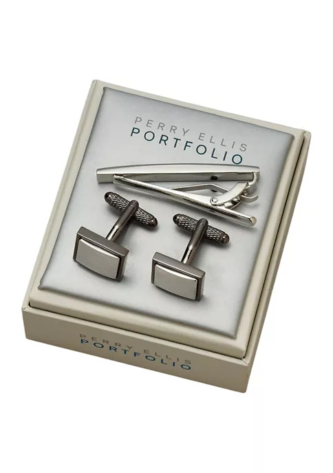 Perry Ellis® Two Tone Tie Bar and Cuff Link Set 4 Perry Ellis® Two Tone Tie Bar and Cuff Link Set - Image 2