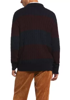 Perry Ellis® Men's Long Sleeve Cable Knit Rugby Sweater -Perry Elli Shop Belk 130
