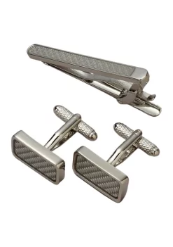 Perry Ellis® Textured Silver Tie Bar and Cuff Link set -Perry Elli Shop Belk 147
