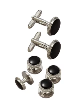 Perry Ellis® Black Formal Cuff Link Studs Set
