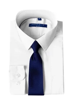 Perry Ellis® Portfolio Boys 4-20 Solid White Dress Shirt with Royal Blue Tie