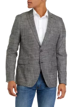 Perry Ellis® Men's Black & White Textured Plaid Slim Fit Sports Coat