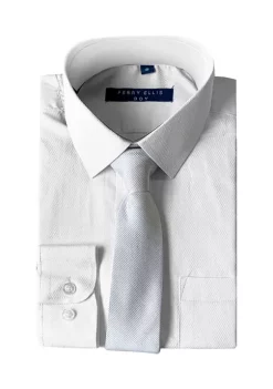 Perry Ellis® Portfolio Boys 4-20 Solid White Dress Shirt with White Tie -Perry Elli Shop Belk 275