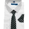 Perry Ellis® Portfolio Boys 4-20 Solid White Dress Shirt with Textured Dark Gray Tie