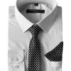 Perry Ellis® Portfolio Boys 4-20 Solid White Dress Shirt with Textured Gray Tie -Perry Elli Shop Belk 356