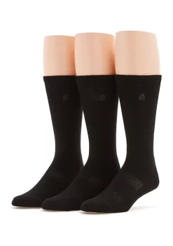 Perry Ellis® 3-Pack Casual Luxe Rib PE Logo Crew Socks