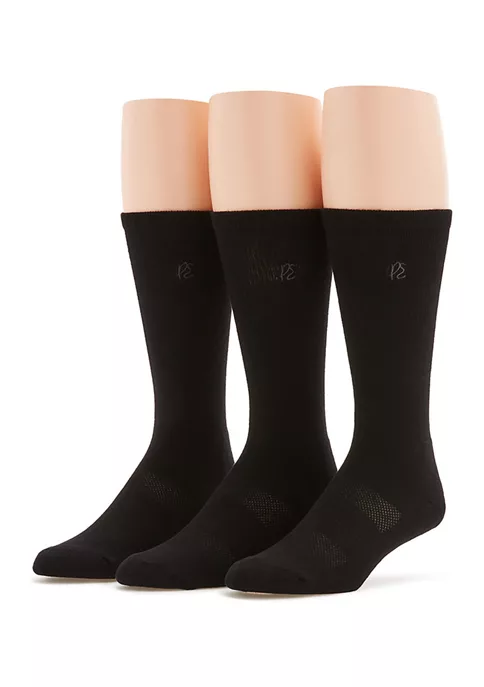 Perry Ellis® 3-Pack Casual Luxe Rib PE Logo Crew Socks 4 Perry Ellis® 3-Pack Casual Luxe Rib PE Logo Crew Socks - Image 2