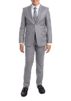Perry Ellis® Boys 2-20 Light Grey Solid 5-Piece Suit -Perry Elli Shop Belk 405