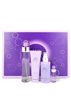 Perry Ellis 360 Purple Gift Set -- 3.4 oz Eau De Parfum Spray + .25 oz Mini EDP Spray + 4 oz Body Mist Spray + 3 oz Shower Gel (Women)