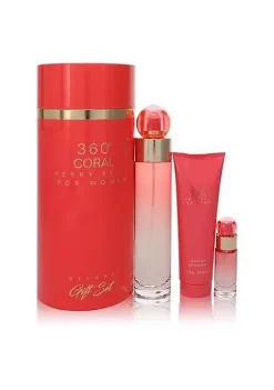 Perry Ellis 360 Coral Perry Ellis Gift Set -- 3.4 oz Eau de Parfum Spray + .25 oz Mini EDP Spray + 3 oz Shower Gel (Women)