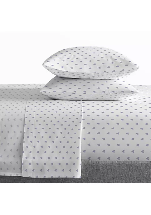Saturday Park Purple Hearts 100% Organic Cotton Twin Sheet Set 3 Saturday Park Purple Hearts 100% Organic Cotton Twin Sheet Set - Image 2