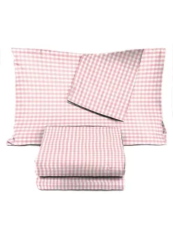 Saturday Park Pink Gingham 100% Organic Cotton Full Sheet Set -Perry Elli Shop Belk 545