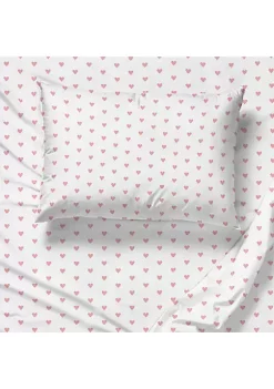 Saturday Park Pink Hearts 100% Organic Cotton Twin Sheet Set