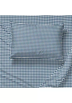 Saturday Park Dark Blue Gingham 100% Organic Cotton Full Sheet Set -Perry Elli Shop Belk 683