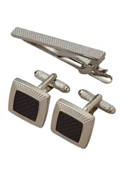 Perry Ellis® Textured Dome Tie Bar and Cuff Link Set
