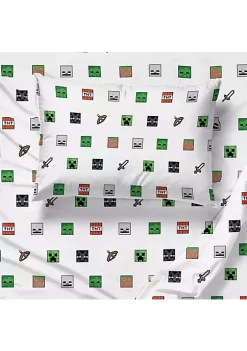 Saturday Park Minecraft Emblematic 100% Organic Cotton Twin Sheet Set